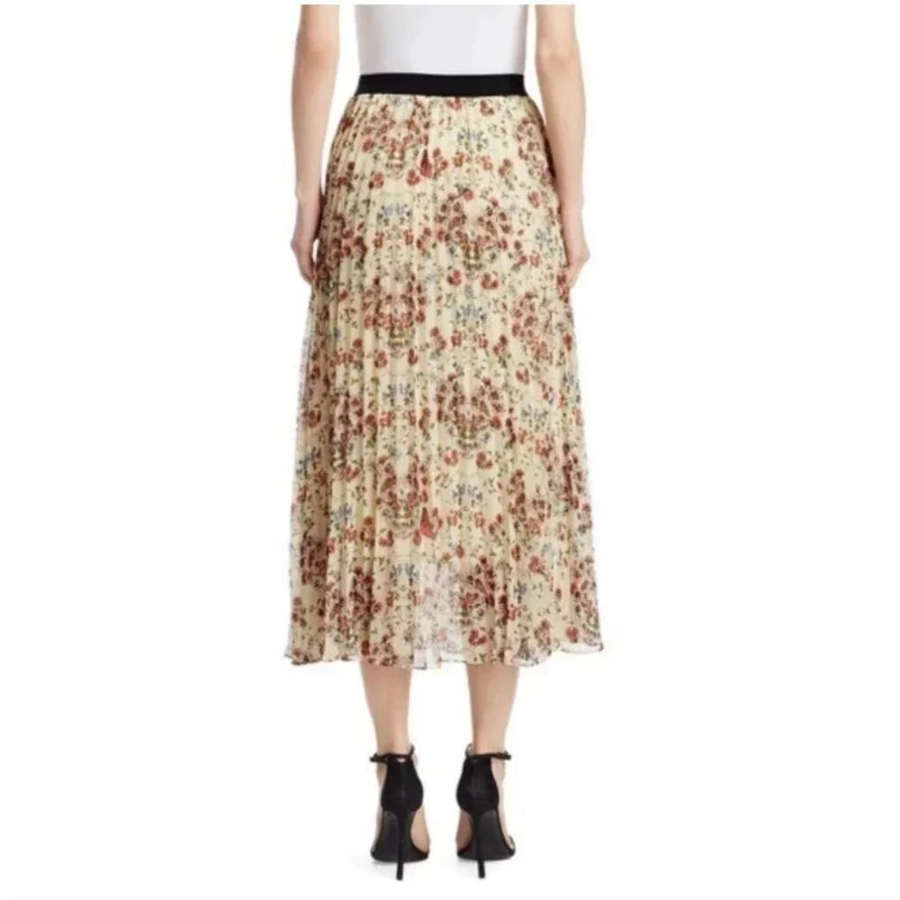 Maje Jimel Floral Pleated Midi Skirt Sz S Cottagecore Bohemian